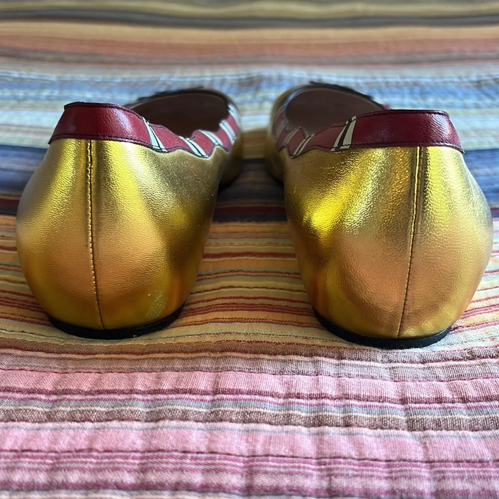 Gucci King Snake Ballet Flats, metallic gold, size 39EUC/9US - Picture 6 of 8